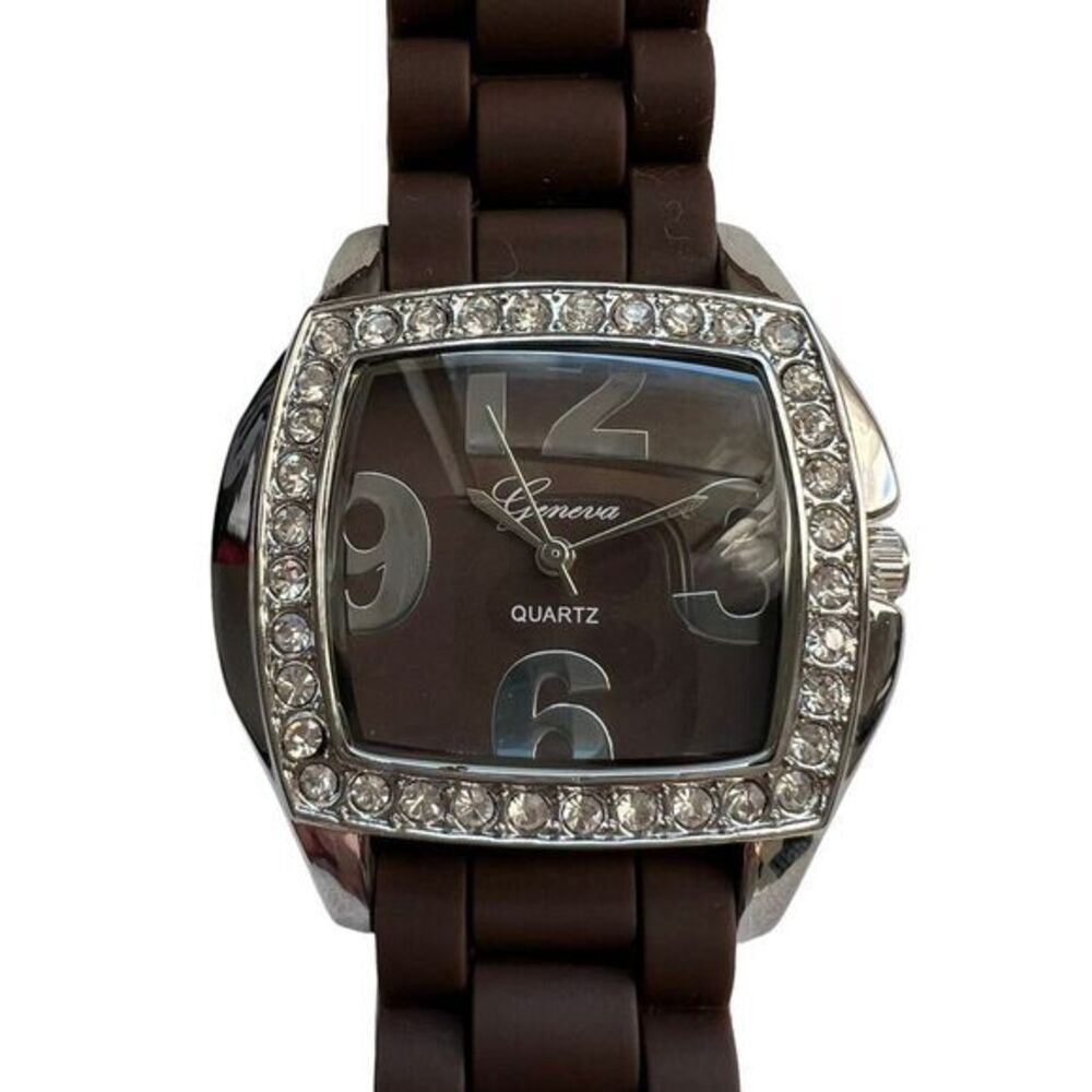 GENEVA P721 Women's Watch Water Resistant Brown Silicone‎ Band Brand New 9 in